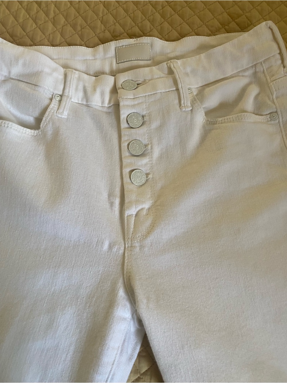 MOTHER White Pixie Ankle Fray Jeans